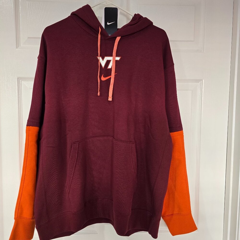 Virginia Tech Hokies Men's Nike Pullover Hoodie Maroon Orange Size XL NWT